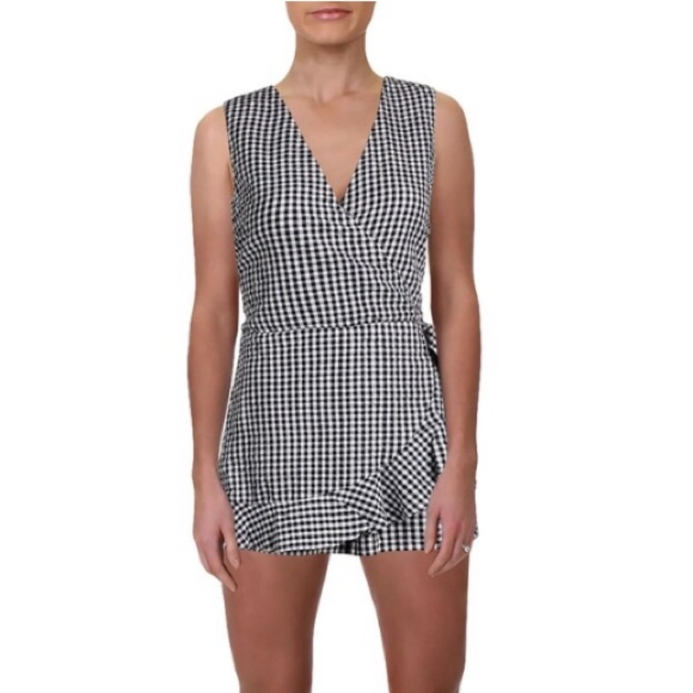 Aqua Gingham Skort Romper